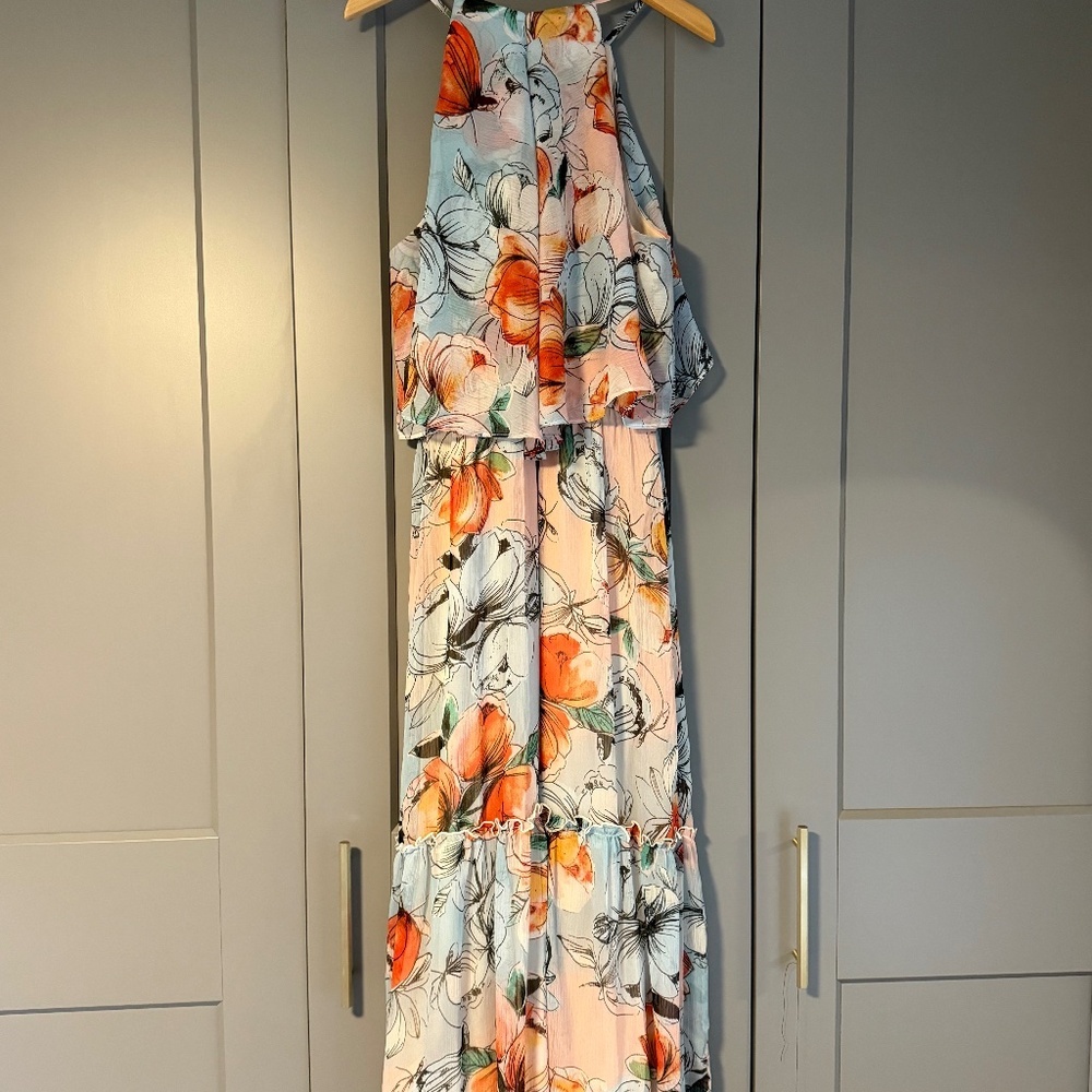 Donna Morgan Floral Halter Maxi Dress – Size 12 (US)